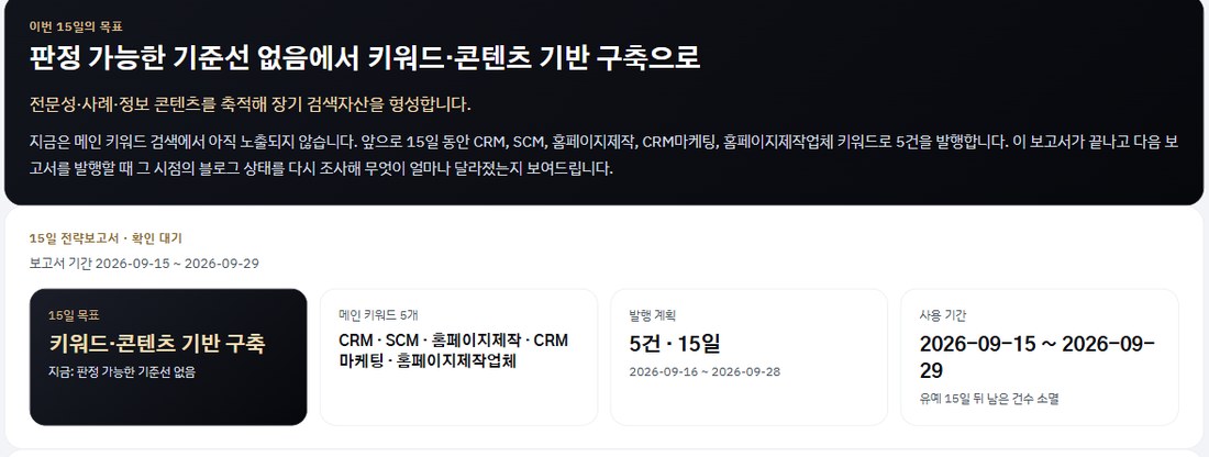 30일 전략 핵심 진단 화면